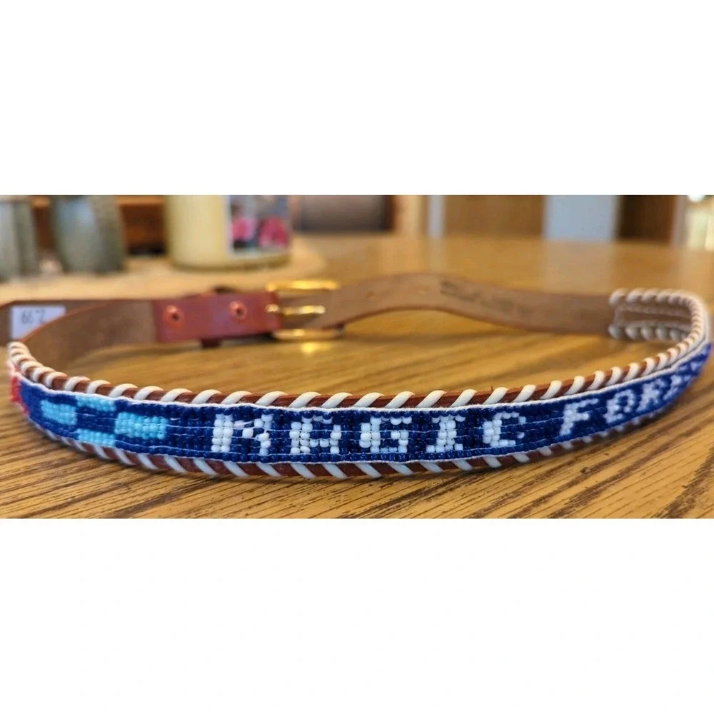 NOS Magic Forest Lake George NY Novelty Beaded Leather Belt Kids Youth Adult 26